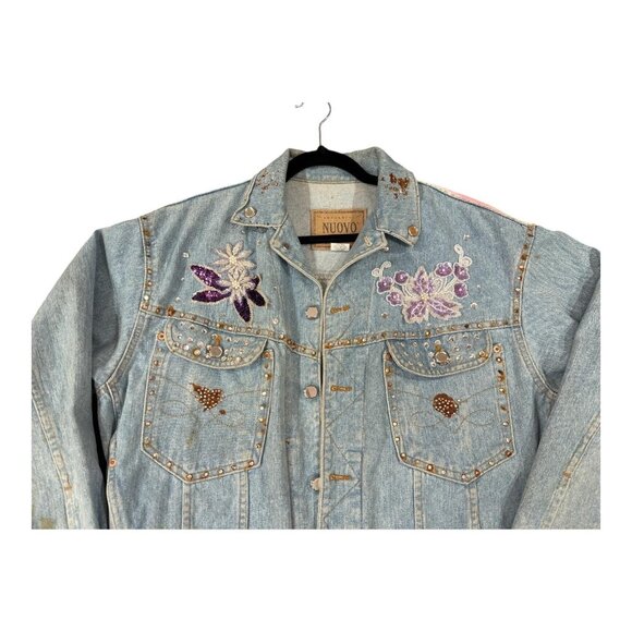 Vintage Bobby Heenan Denim Jacket Womens Small Light Blue Custom Airbrush 92 USA - Picture 3 of 16